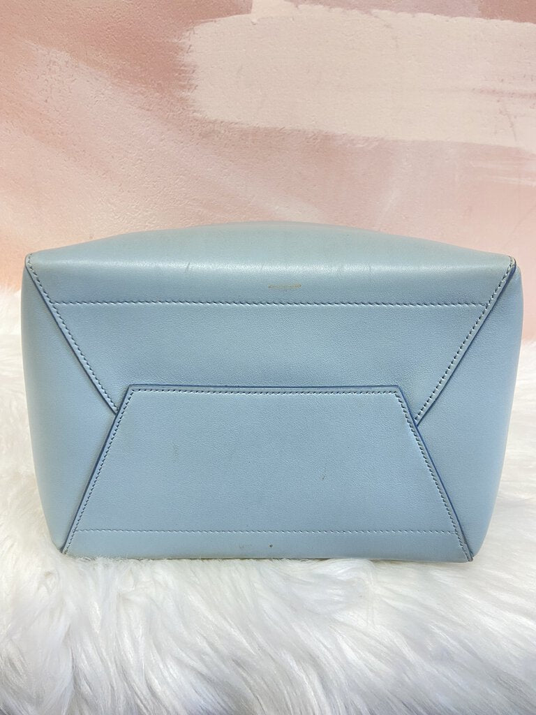 Celine Light Blue Leather Seau Sangle Bucket Bag w/Dust Bag