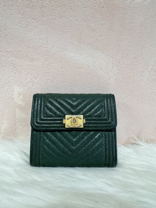 Chanel Olive Small Boy Wallet