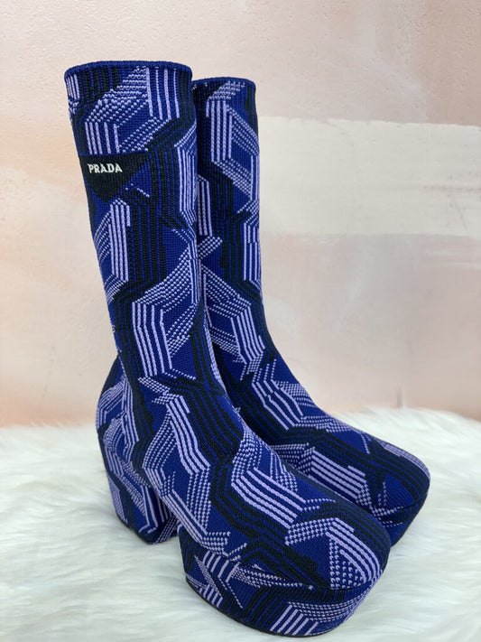 Prada Purple Argyle Print Sock Boot