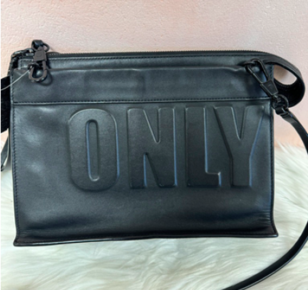 Phillip Lim Black Leather "Cash Only" Shoulder Bag