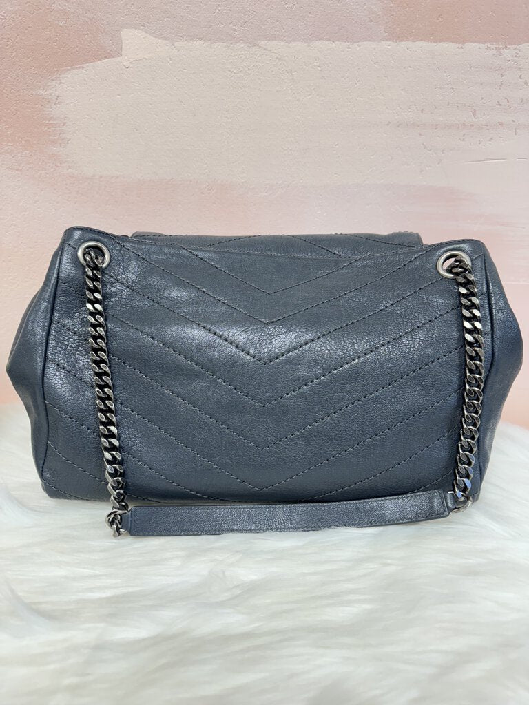 YSL Nolita Navy Leather Shoulder Bag