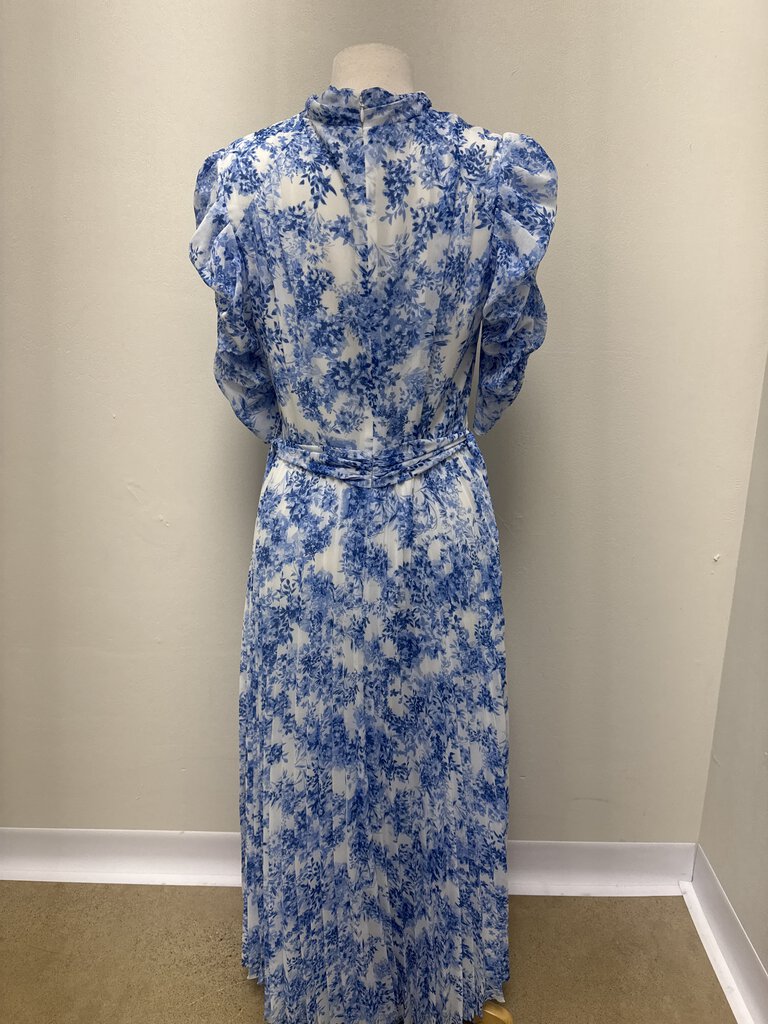 ML Monique Lhuillier Blue Floral Maxi Dress