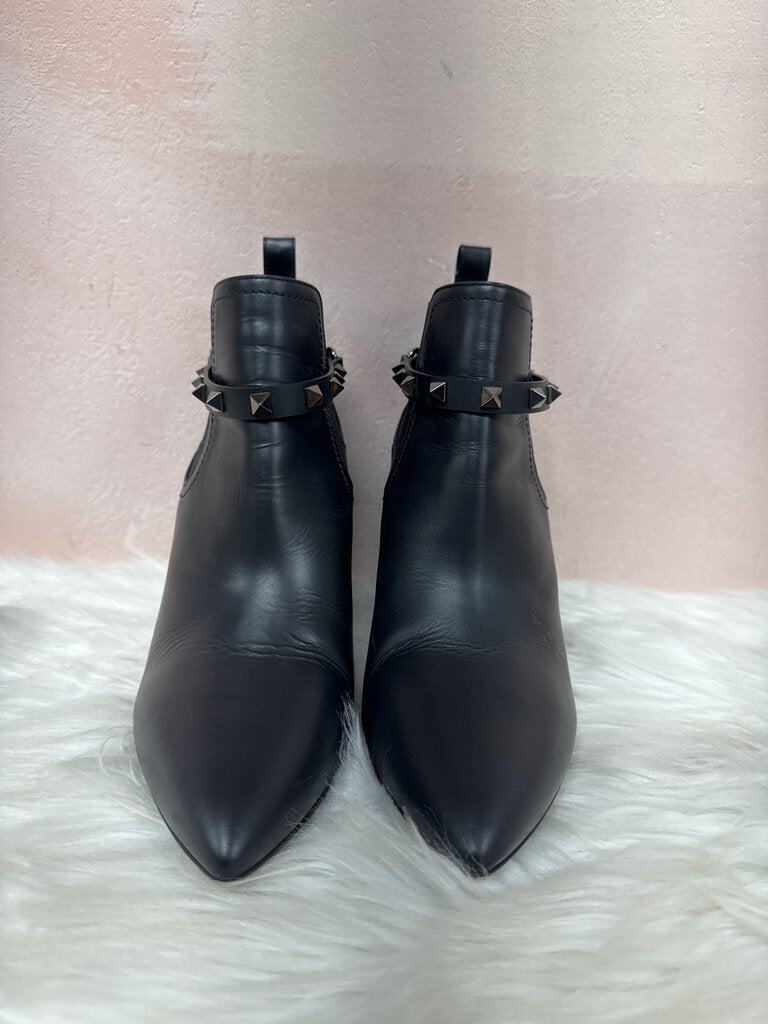 Valentino Black Rockstud Ankle Strap Bootie