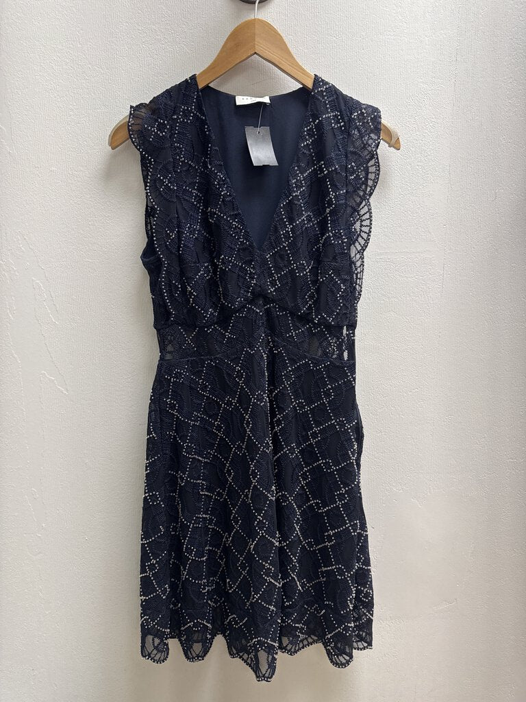 Sandro Blue Lace and Embellished Cocktail Dress
