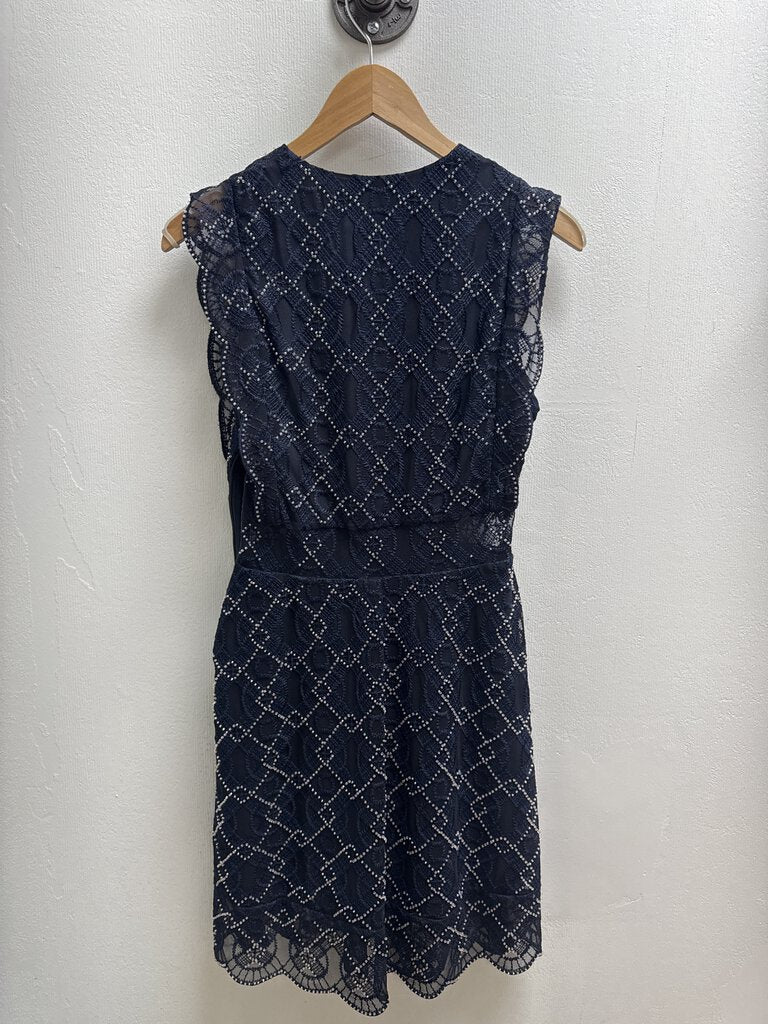 Sandro Blue Lace and Embellished Cocktail Dress