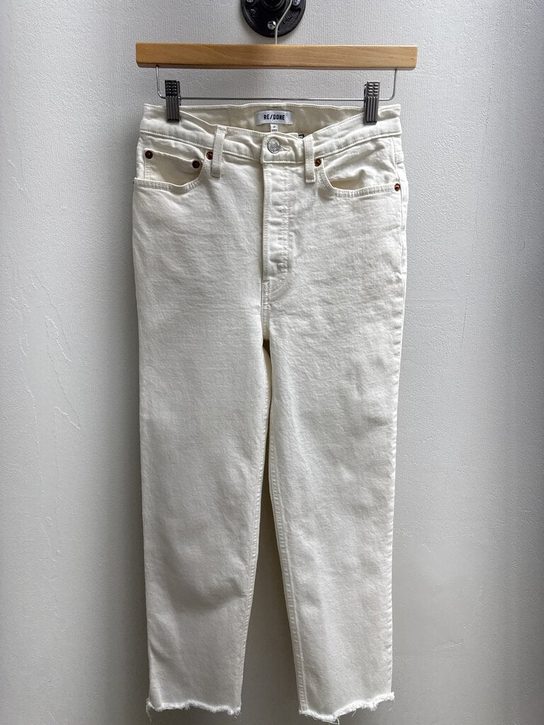 Re/Done Cream Button Fly Jean