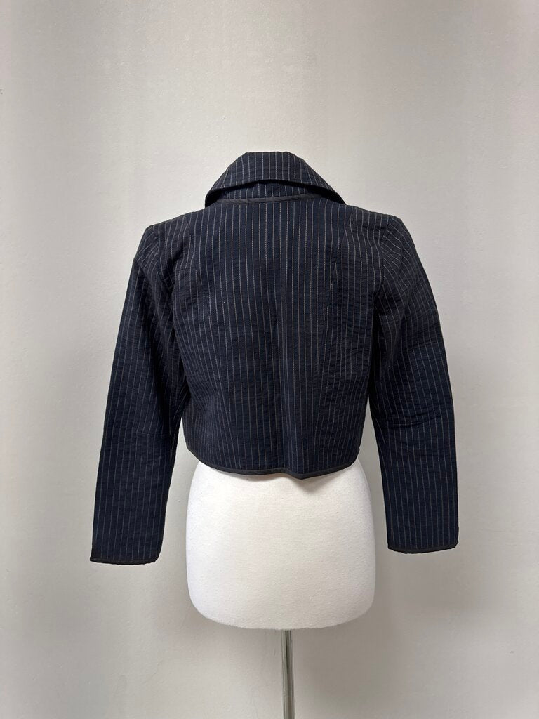 Nagada Blue Pinstripe Cropped Jacket NWT
