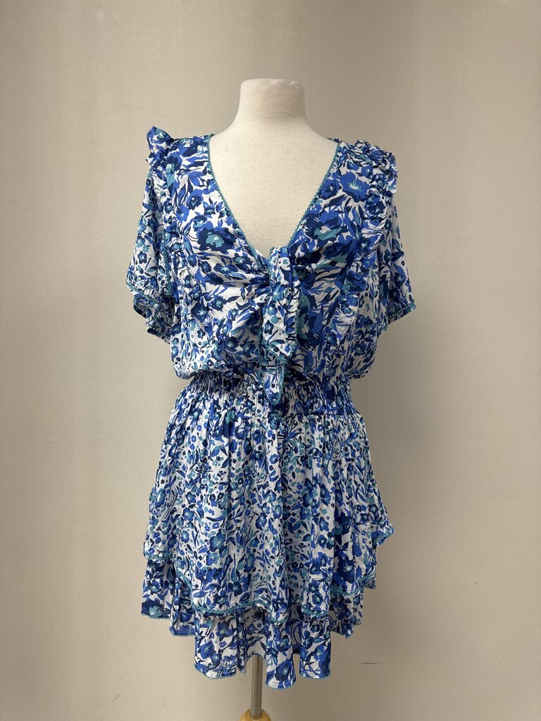Poupette St Barth Blue Floral Mini Dress NWT
