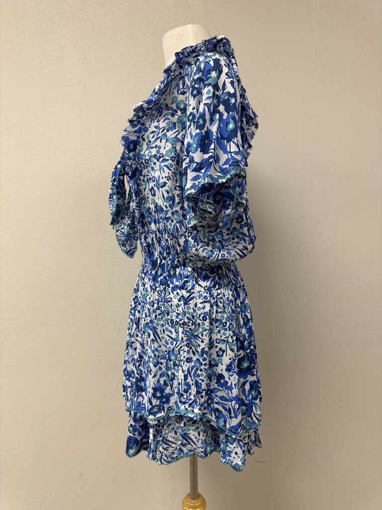 Poupette St Barth Blue Floral Mini Dress NWT