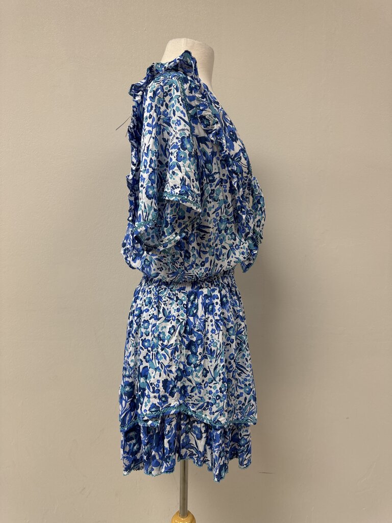 Poupette St Barth Blue Floral Mini Dress NWT