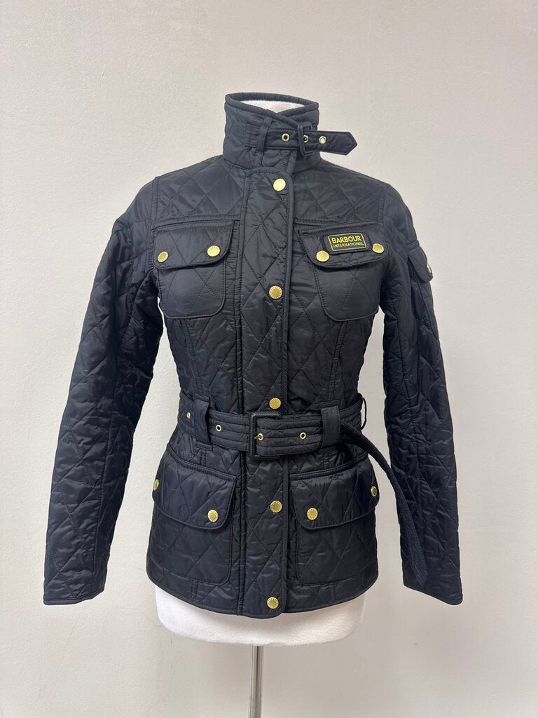 Barbour Black Quilted Belted Jacket