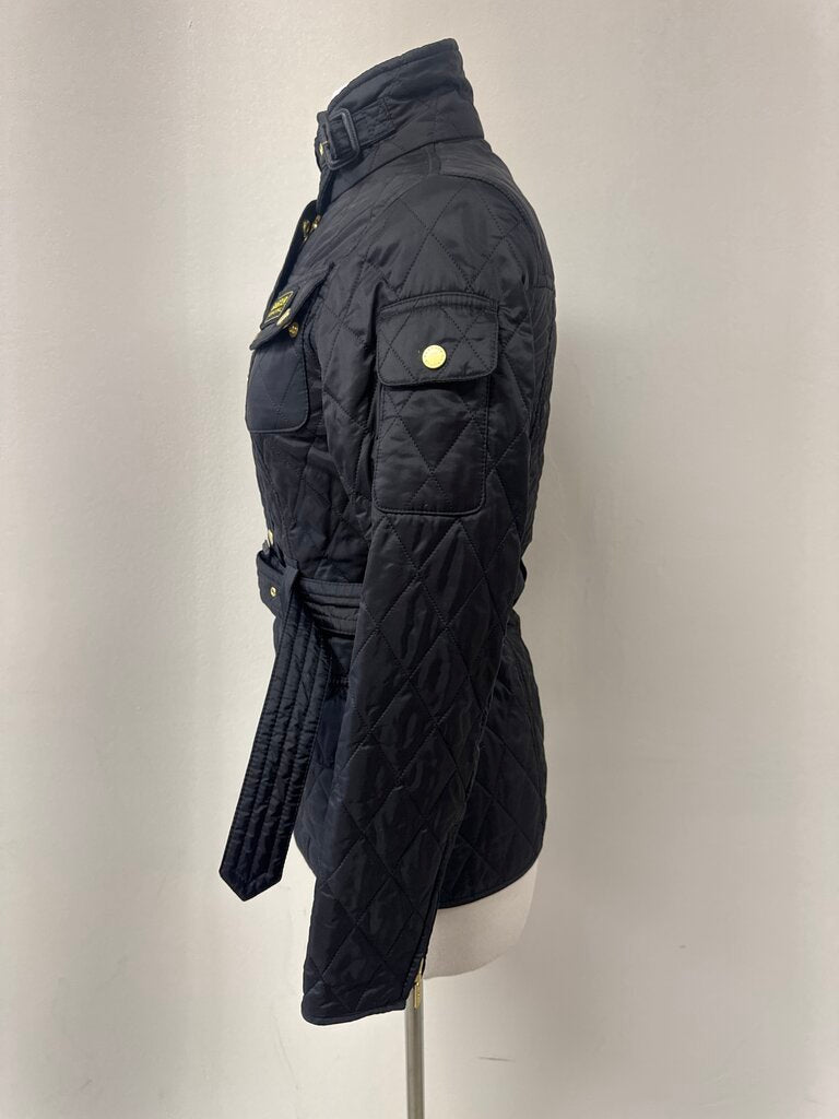 Barbour Black Quilted Belted Jacket