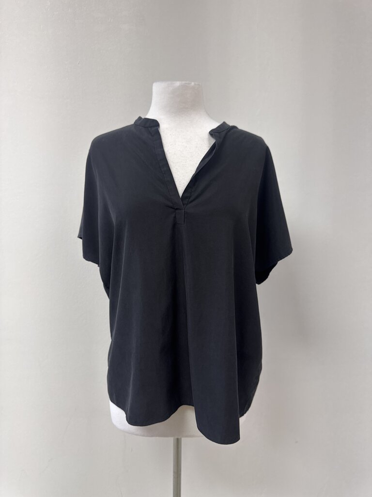 Eileen Fisher Black Split Neck Top