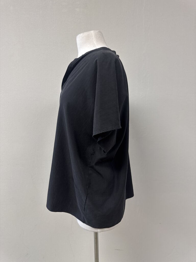 Eileen Fisher Black Split Neck Top