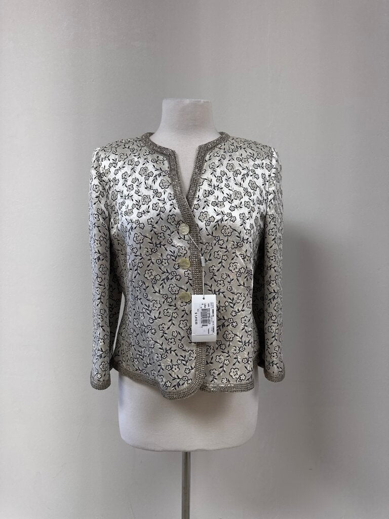Armani Black and White Embroidered Floral Blazer NWT