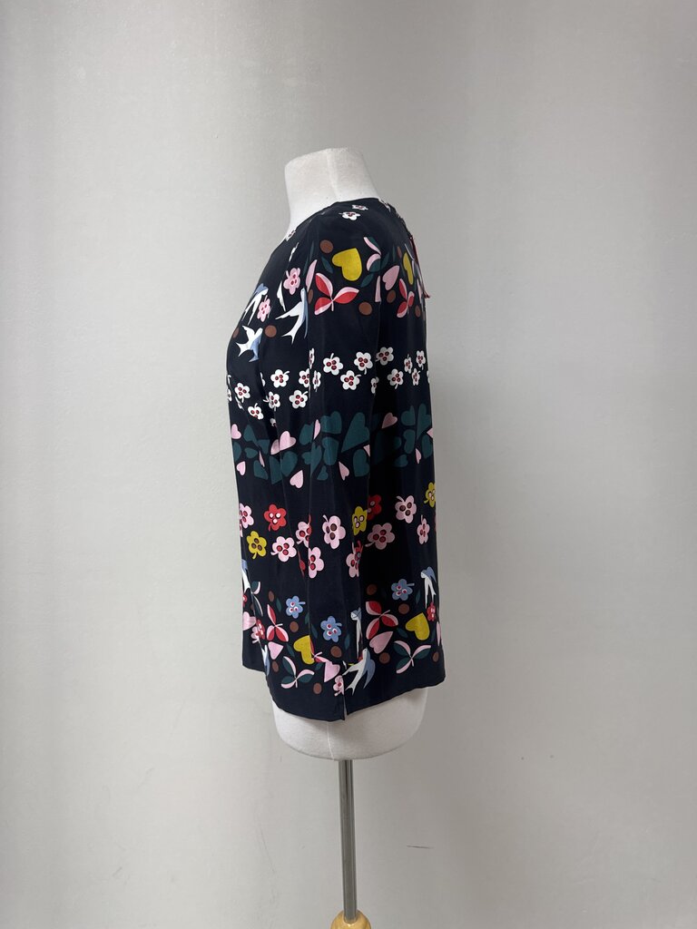 Boden Black Printed Scoop Neck Top