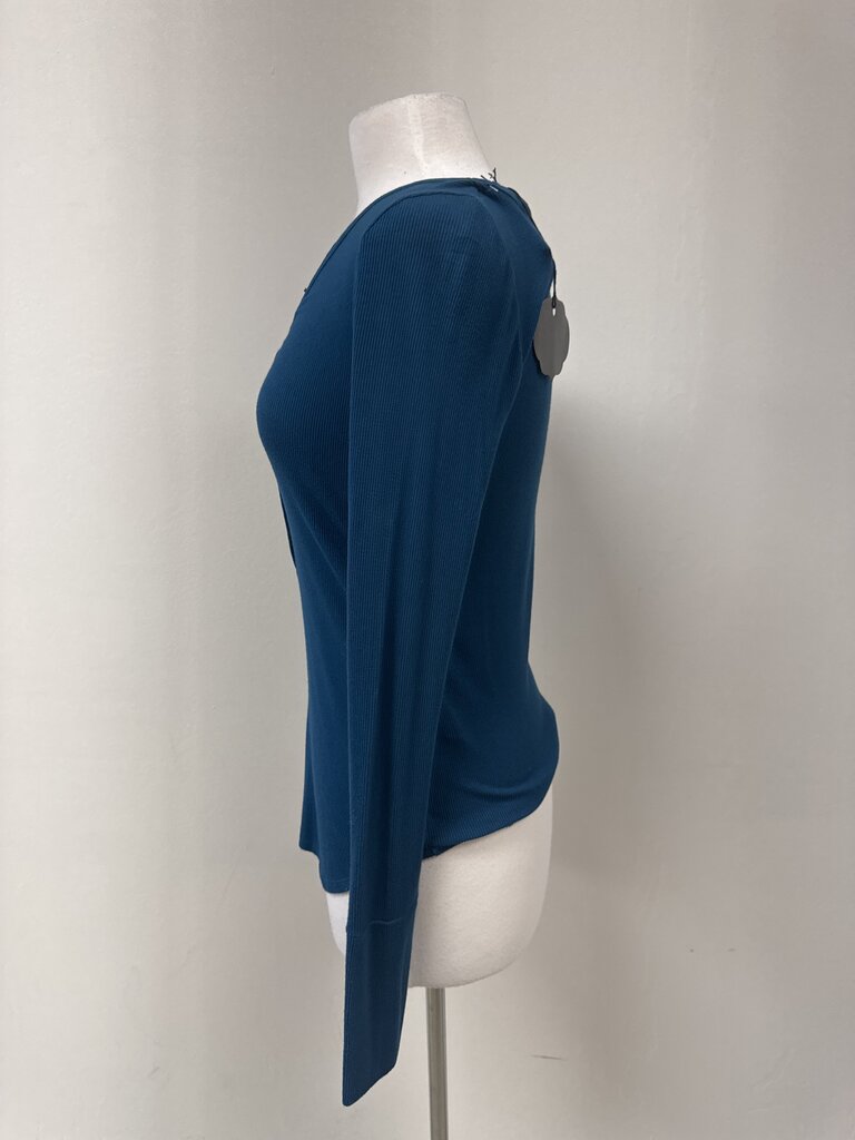 3 Dots Teal Ribbed Henley NWT