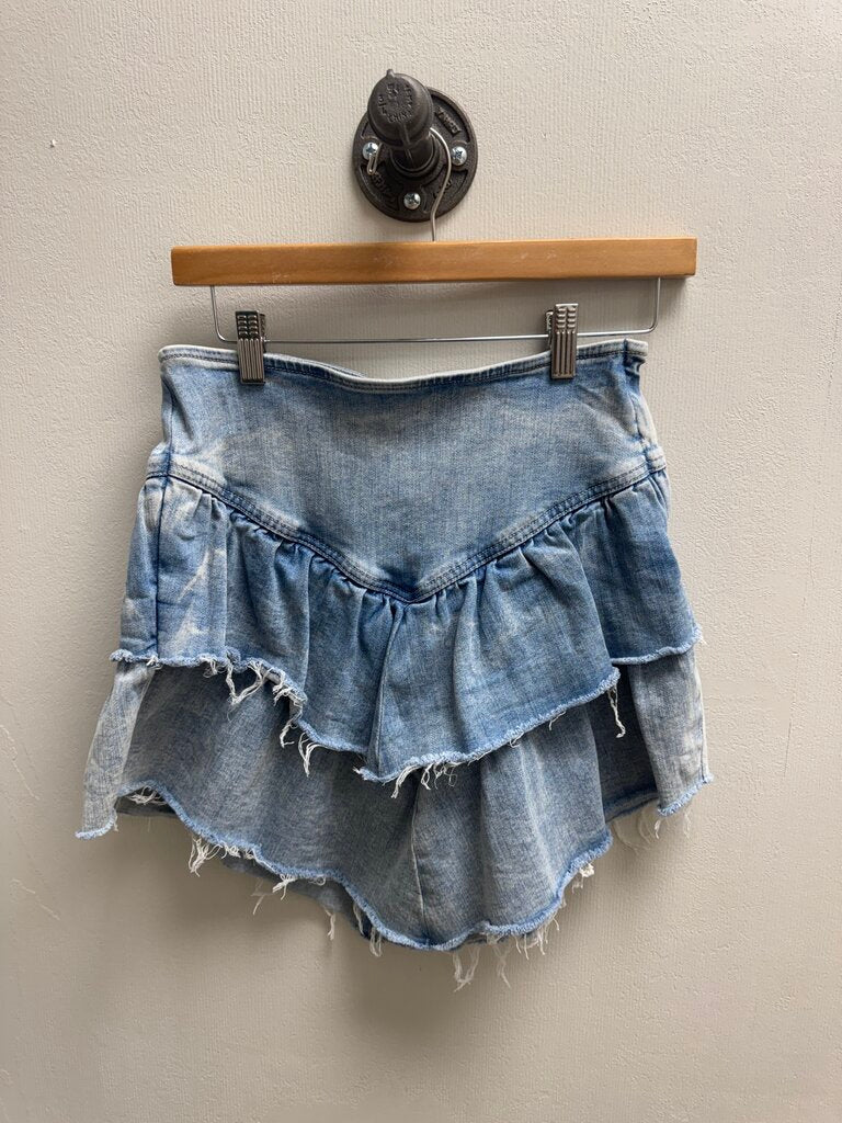Mother Blue Denim Mini Skirt