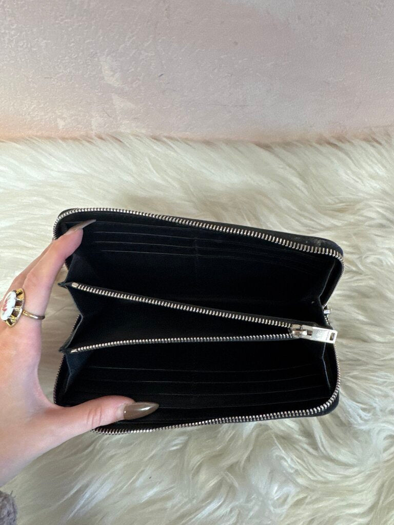 YSL Black Love Zip Around Wallet