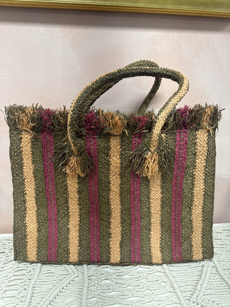 Sans Arcidet Striped Raffia Tote