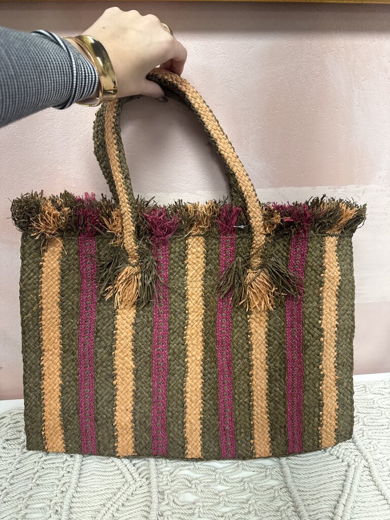 Sans Arcidet Striped Raffia Tote