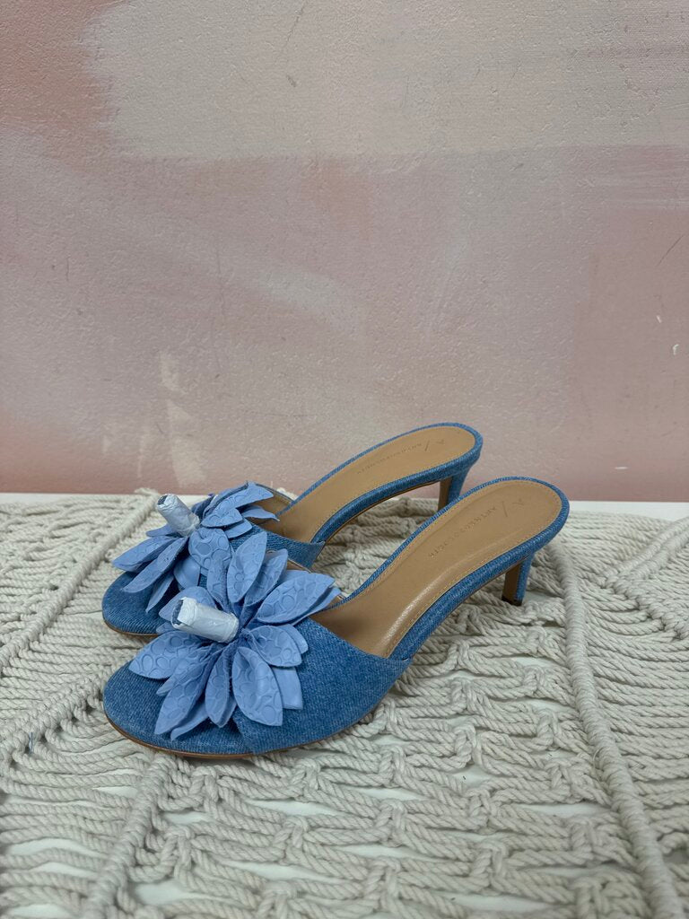 Anthropologie Denim Heel With 3D Flower NWT