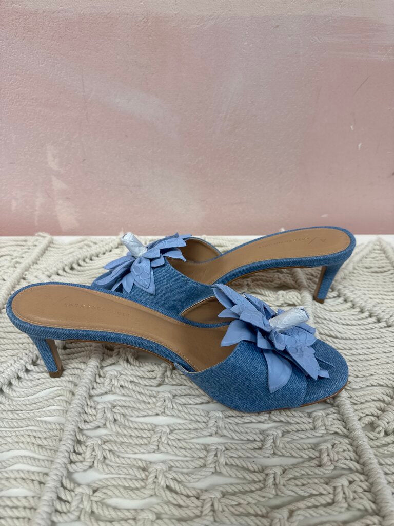 Anthropologie Denim Heel With 3D Flower NWT