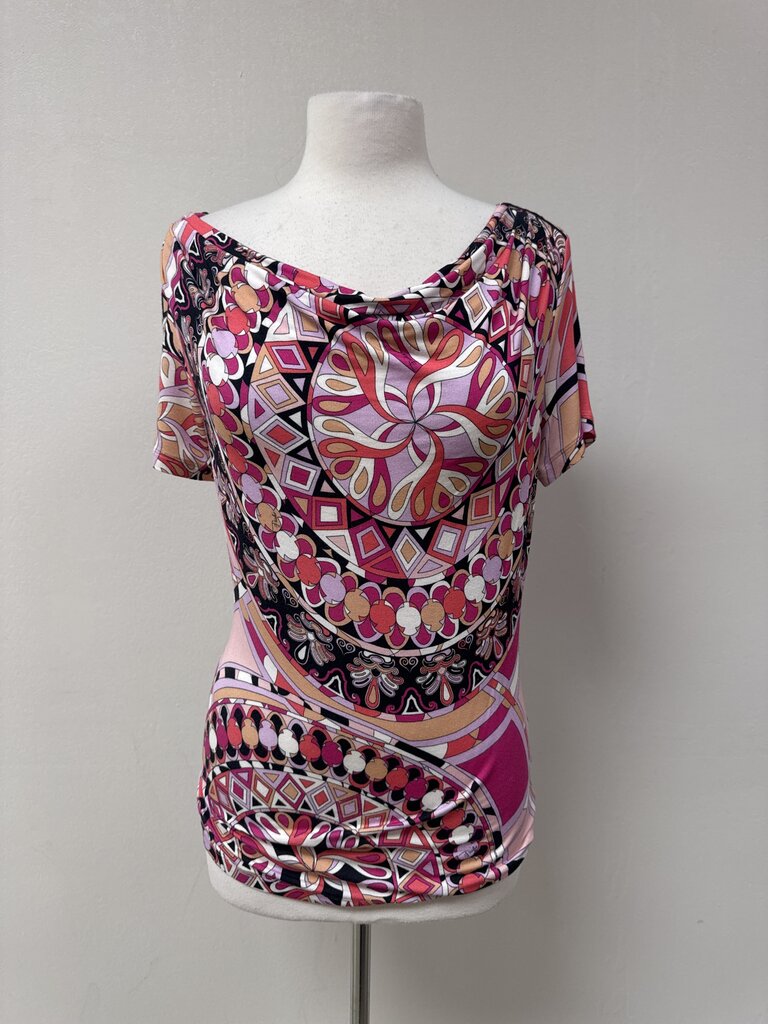 Pucci Pink and Black Multi Cowl Neck Top