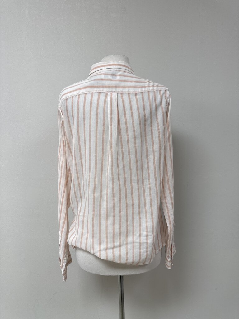 Current Elliott Pink Striped Gauze Button Up
