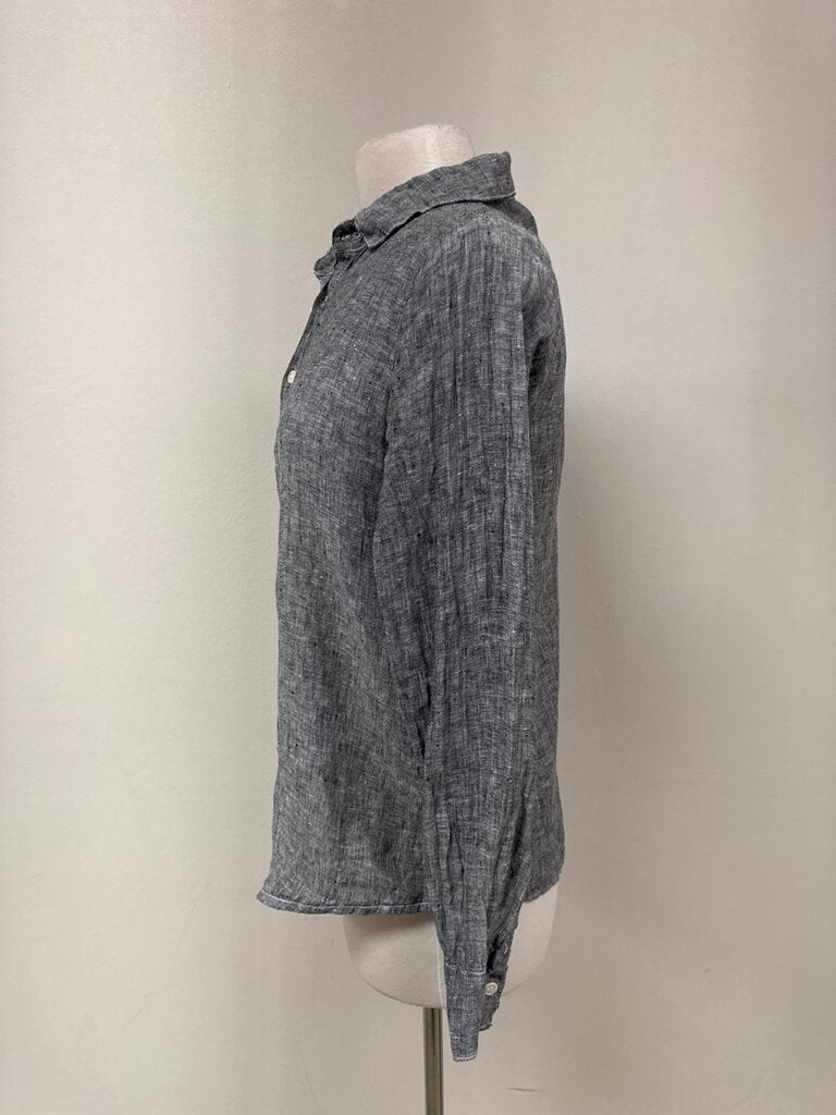 CP Shades Black Marled Linen Button Up