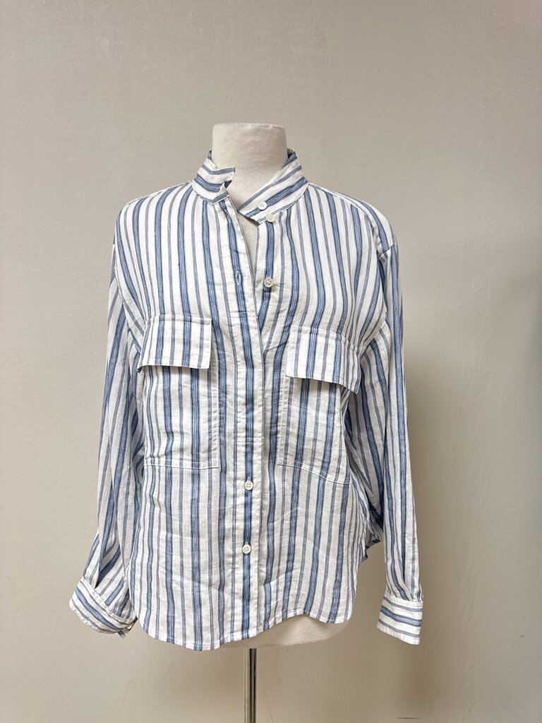 Frame Linen Striped Button Up