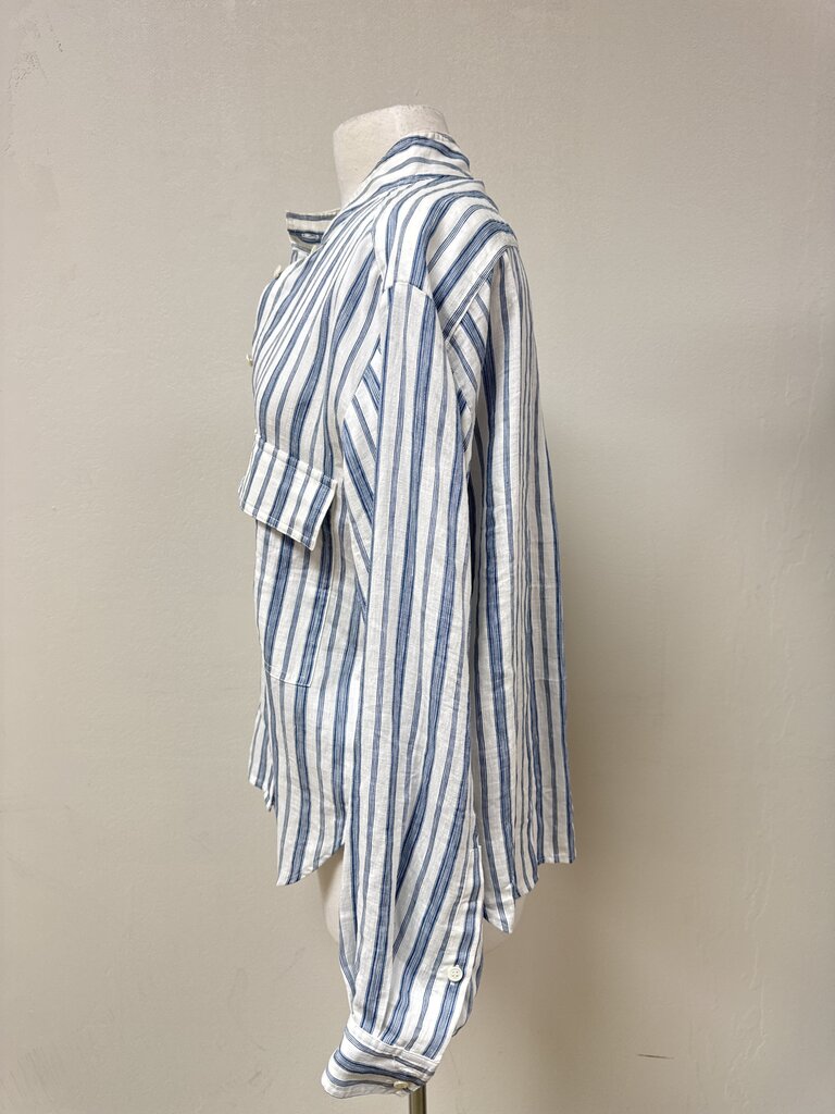 Frame Linen Striped Button Up
