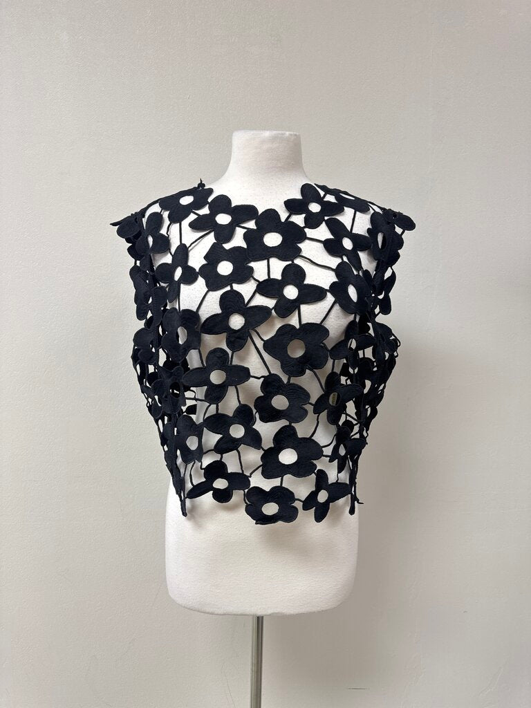 Maeve Black Large Eyelet Top