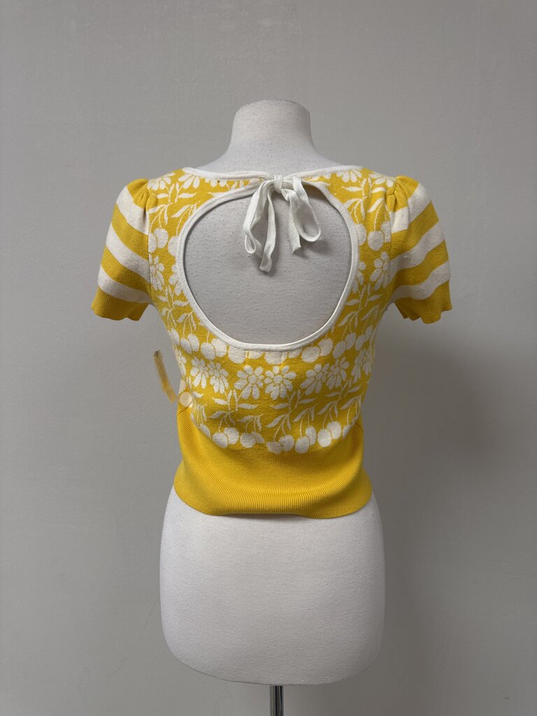 Maeve Yellow Floral Knit Top NWT