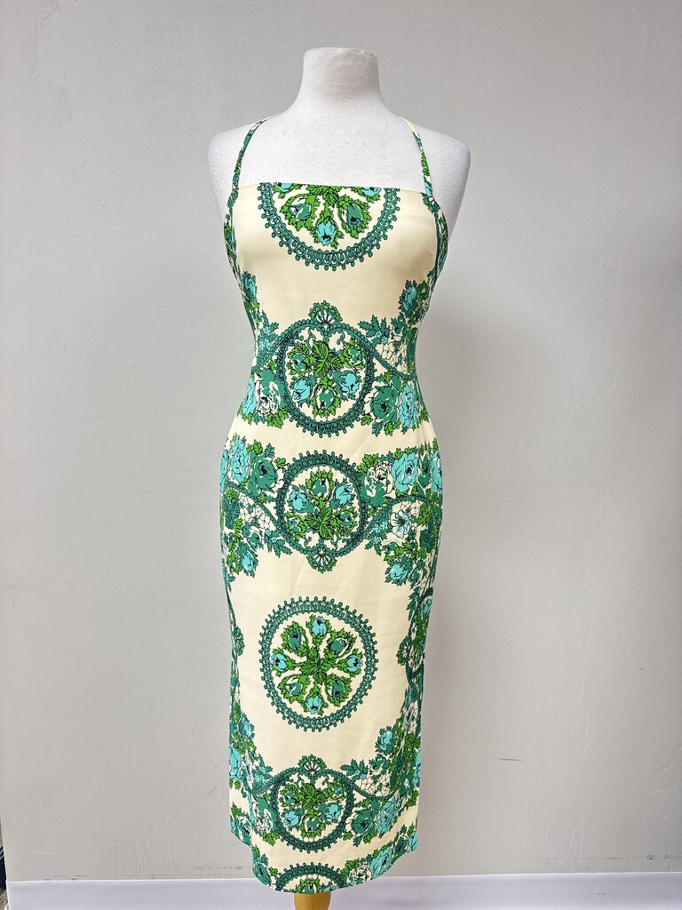 Cara Cara Floral Print Square Neck Fitted Midi Dress
