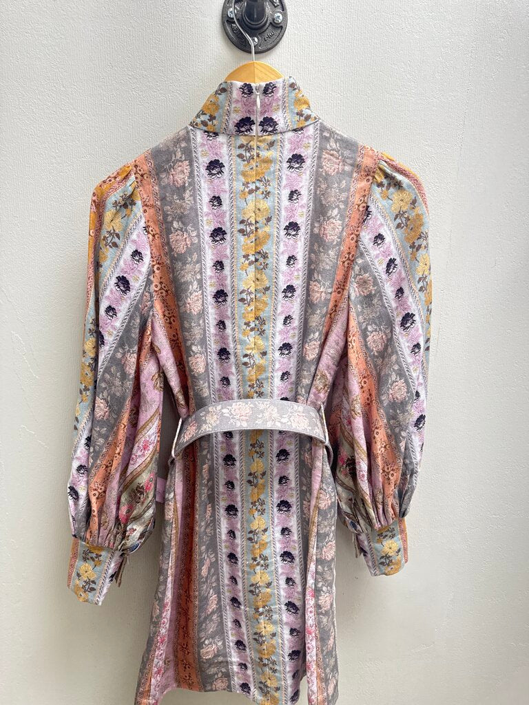 Zimmermann Purple Tapestry Belted Mini Dress
