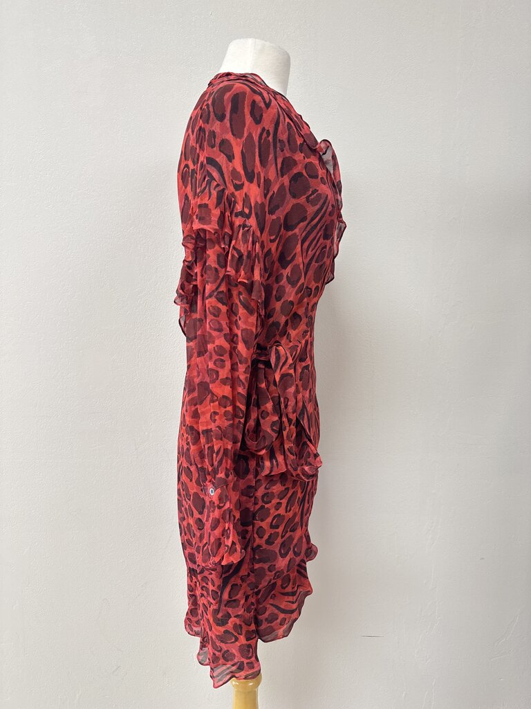 IRO Red Animal Print Wrap Dress