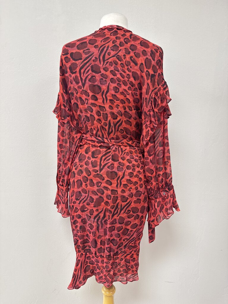IRO Red Animal Print Wrap Dress