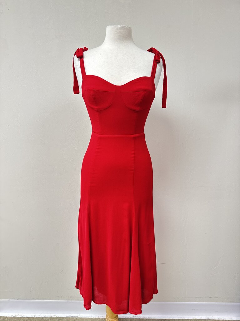 Reformation Red Bustier Maxi Dress