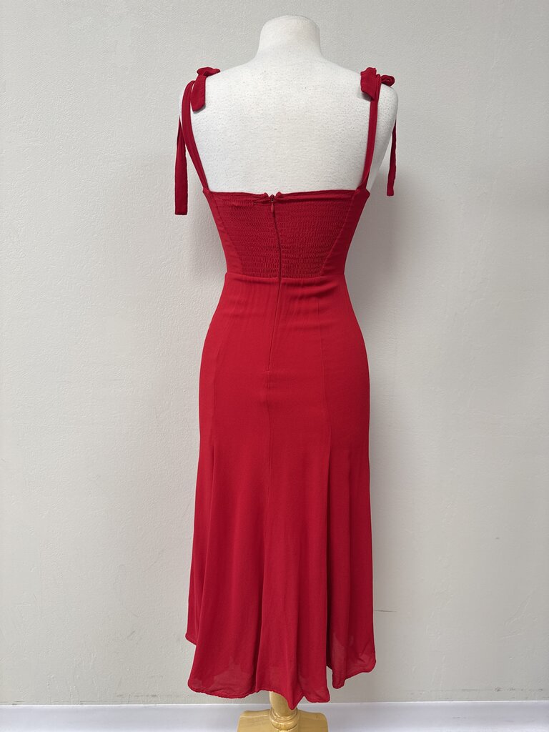 Reformation Red Bustier Maxi Dress