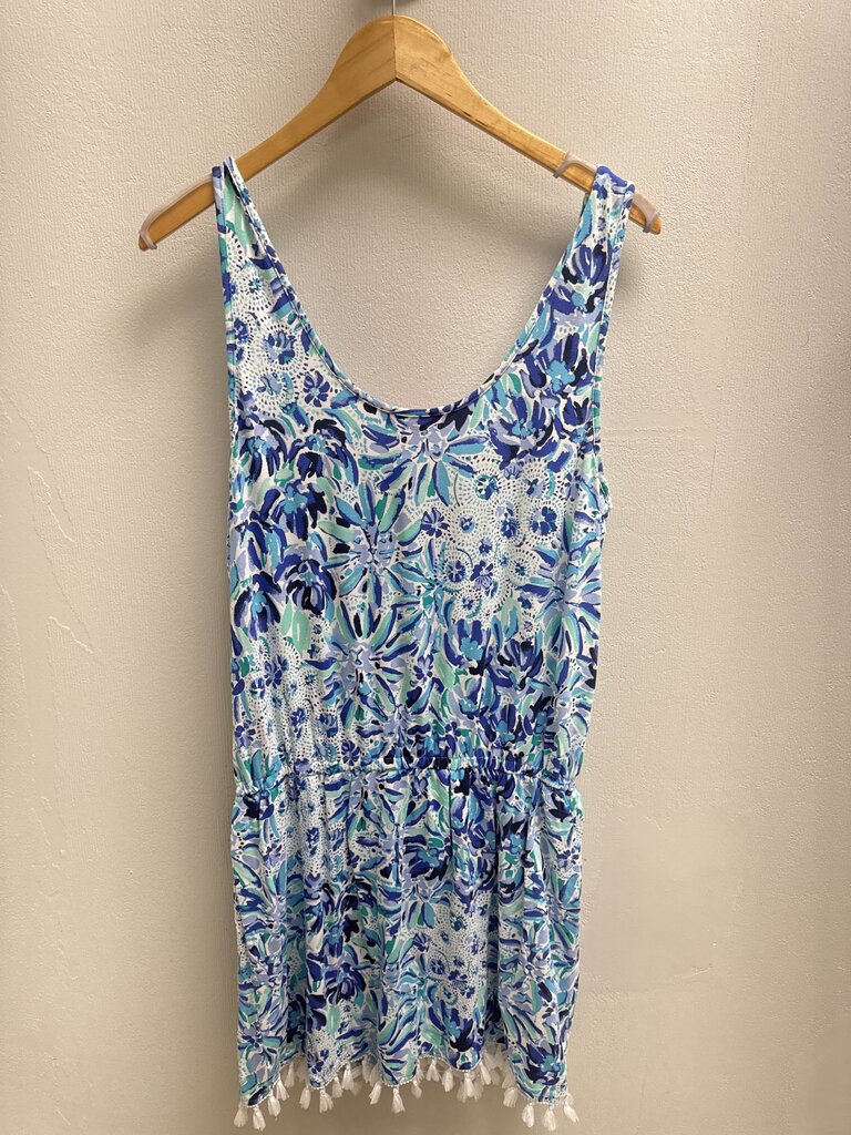 Lilly Pulitzer Blue Lion Print Fringe Romper