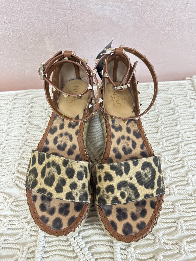 Valentino Studded Cheetah Print Platform Espadrille