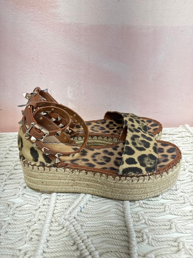 Valentino Studded Cheetah Print Platform Espadrille