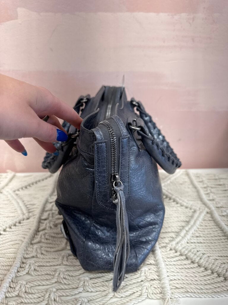 Balenciaga Grey Motocross Medium City Shoulder Bag