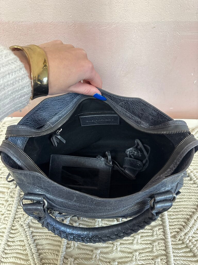 Balenciaga Grey Motocross Medium City Shoulder Bag