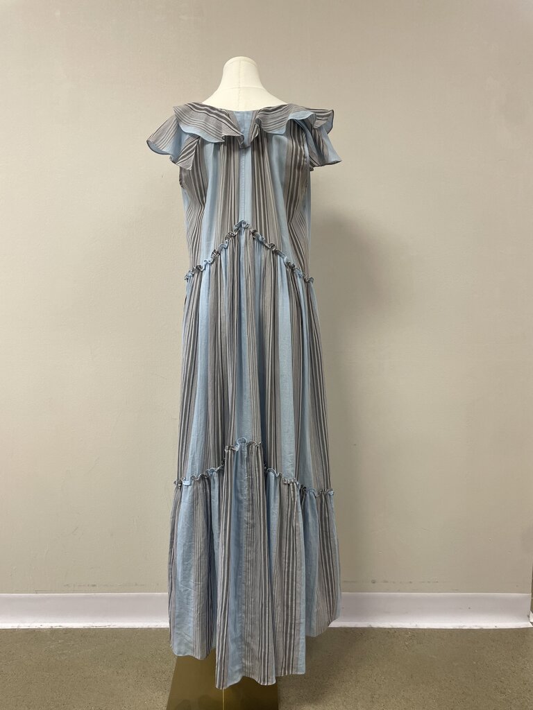 Three Graces Blue Chambray Striped Maxi Dress