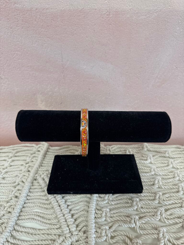 Hermes Orange Narrow Enamel Bangle