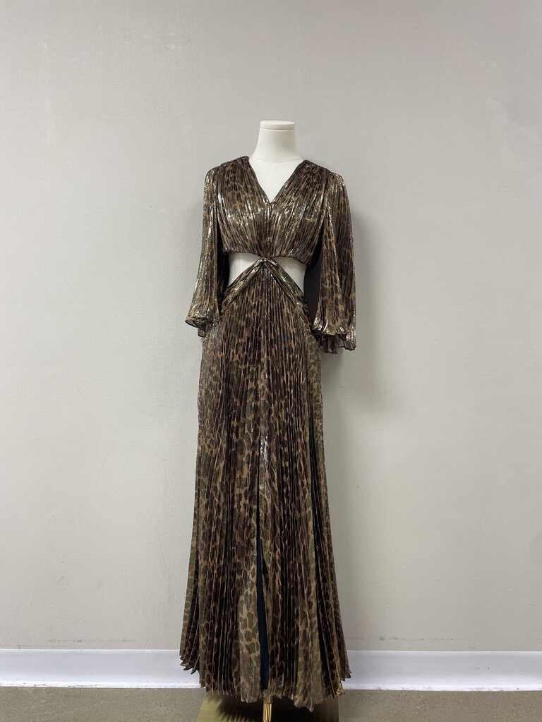 alice + olivia Animal Print Pleated Maxi Dress