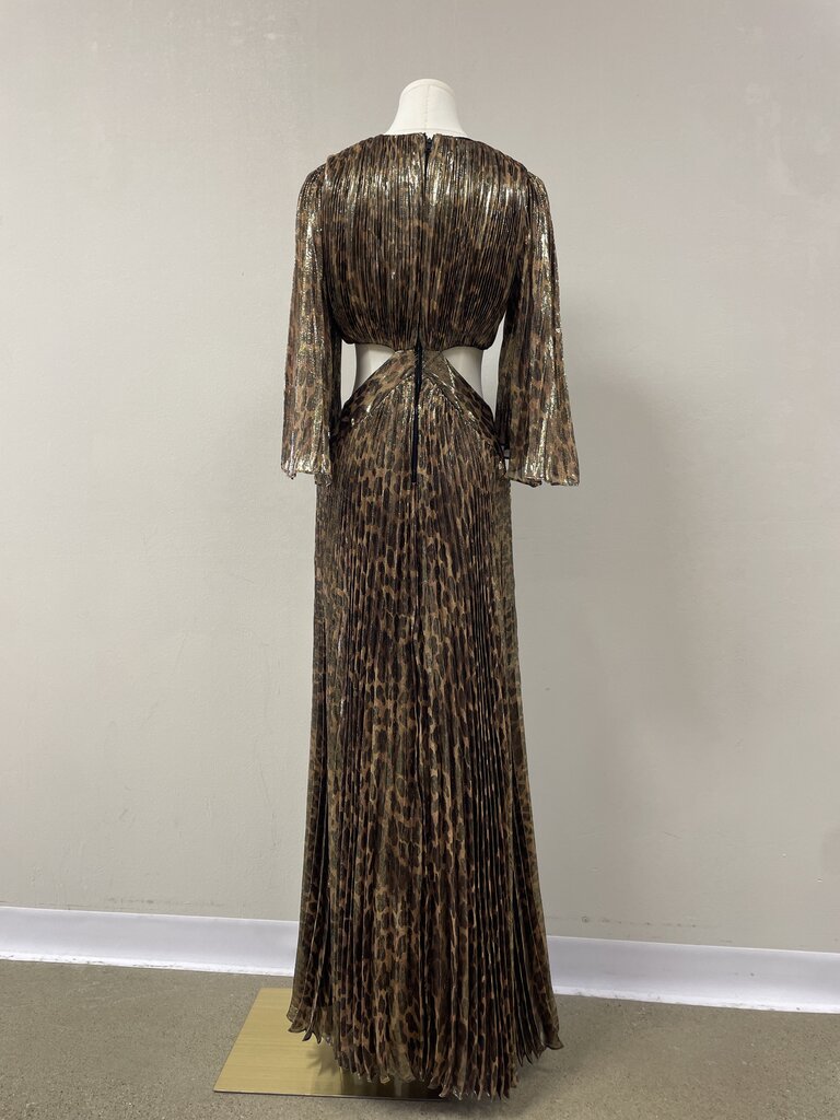 alice + olivia Animal Print Pleated Maxi Dress