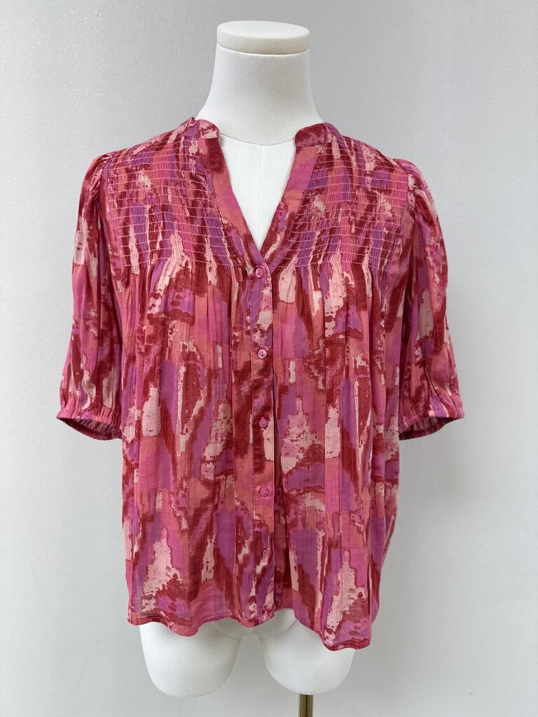 ba&sh Pink Batik Print Top NWT